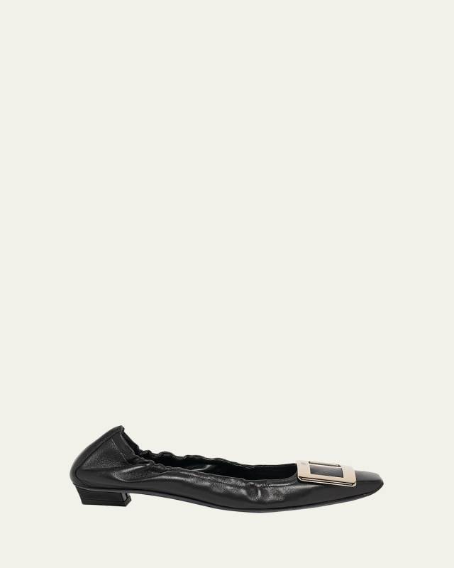 Belle Vivier Leather Buckle Ballerina Flats